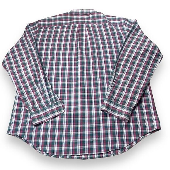 Lands End Shirt Mens Extra Large XL Green Plaid Long Sleeve Button Down Shirt - Picture 3 of 12